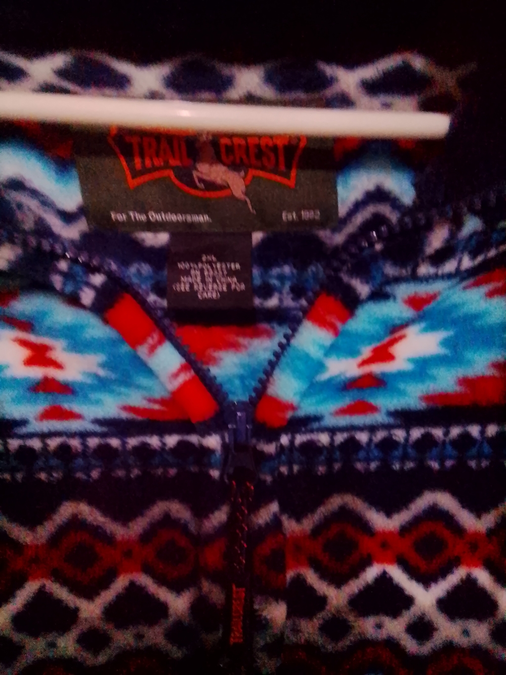 Women's Aztec Fleece Zip Hoodie - Blue & Red